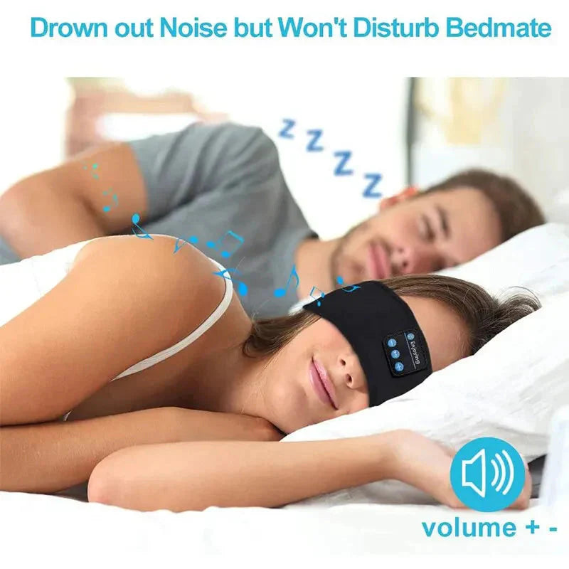 Black Bluetooth sleep headband with built-in speakers