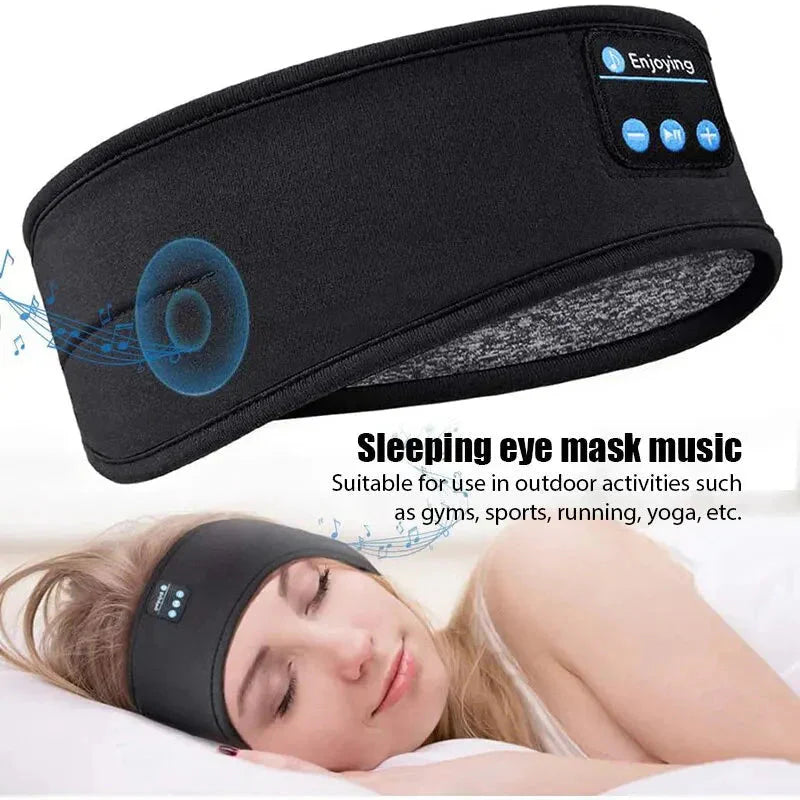 Black Bluetooth sleep headband with wireless speakers