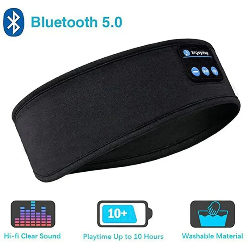 Black Bluetooth 5.0 sleep headband with controls