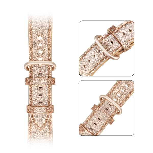Rose gold glitter leather Apple Watch strap