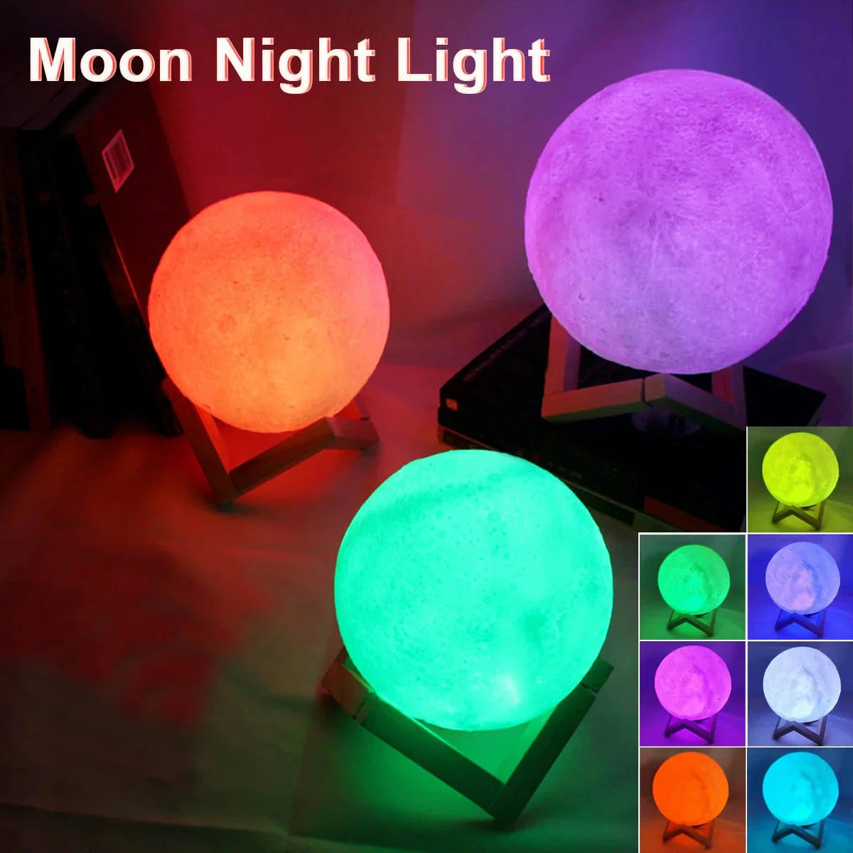 D5 Starry Moon Lamp 8cm LED night light with stand