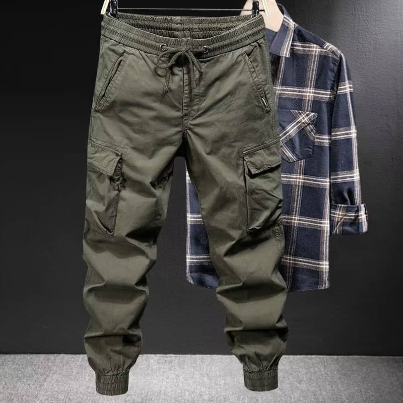Men's high waist loose fit cargo pants