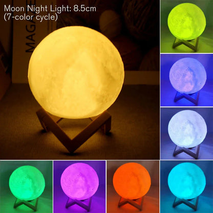 8cm LED starry moon lamp on wooden stand