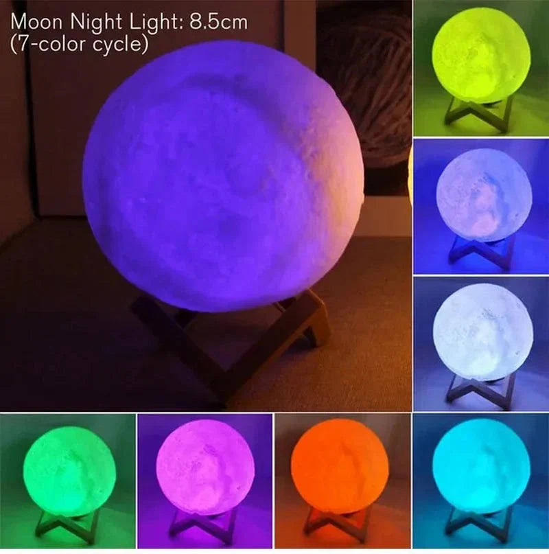 LED Starry Moon Lamp on stand with color cycle