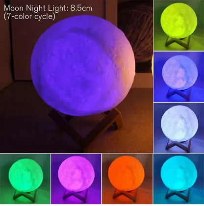 LED Starry Moon Lamp on stand with color cycle