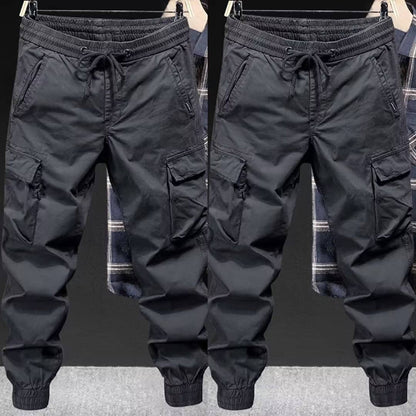 Men's black high waist loose fit cargo pants