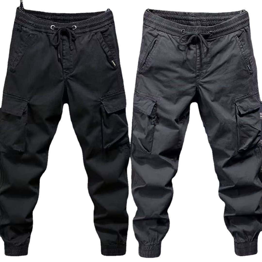 Men's loose fit cargo pants in black and gray