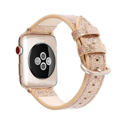 Glitter leather strap for Apple Watch gold