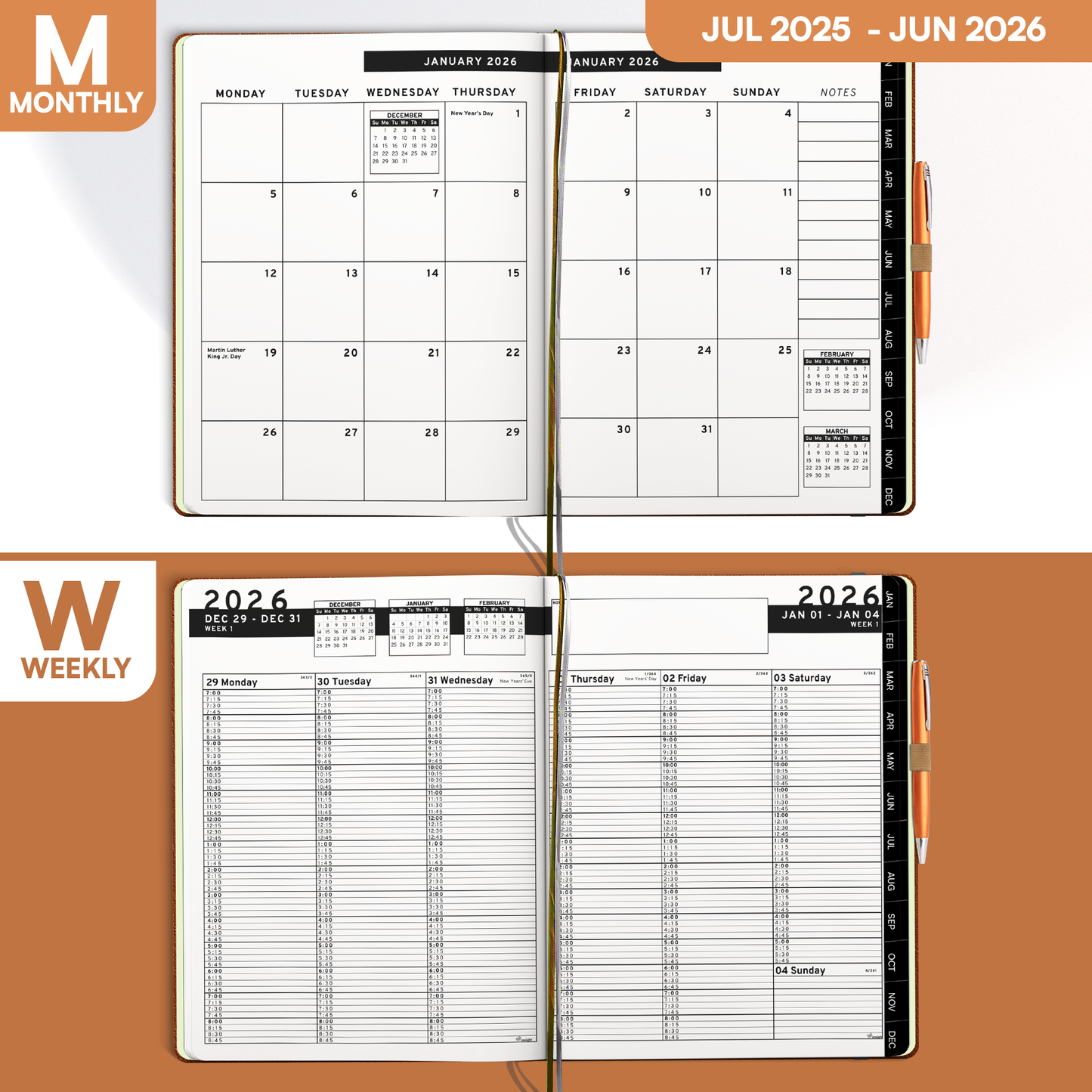 Medical Professional Leather Planner 2025-2026 - Healthcare Scheduling & Clinical Documentation